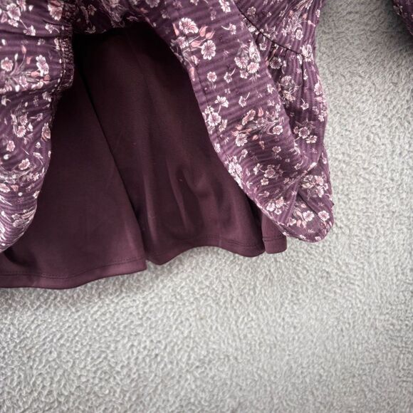 Altar’d State Floral Boho Cottagecore Mini Dress Purple Wine Long Sleeve Small - Picture 10 of 12